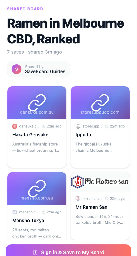 This guide's board open on a phone